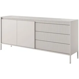 Masseno Sideboard Sensato 187/81/40 cm mit 3 Schubladen und 2 Türen Beige , Holzwerkstoff , 187x81x40 cm , Kleinmöbel, Kommoden, Sideboards