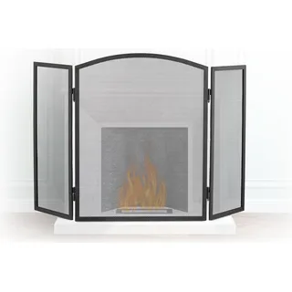 Relaxdays Funkenschutzgitter Stahl, dreiteiliges Gitter gegen Funkenflug, Kaminschutzgitter H x B: 62 x 96 cm, schwarz - Schwarz