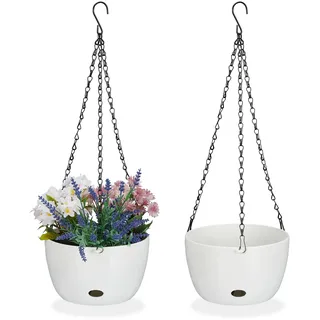 Relaxdays Blumenampel 20,5 x 20,5 x 56 cm Weiß