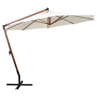 vidaXL Ampelschirm 350 cm Holzmast Weiß - Weiß