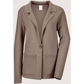 Strickjacke MADELEINE "Strickblazer Strickjacke aus Merinowolle und Kaschmir", Damen, Gr. 40, beige (cappuccino), Obermaterial: 90% Schurwolle WV. 10% Kaschmir WS., Modern, normal, Strickjacken Strickjacke, 1-Knopf Strickblazer