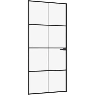 vidaXL Innentür Schwarz 93x201,5 cm Hartglas & Aluminium Schlank - Schwarz