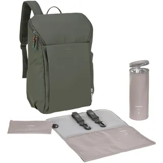Lässig Baby Wickelrucksack mit Wickelunterlage, Kinderwagenbefestigung und Flaschenhalter/GRE Slender Up Backpack olive