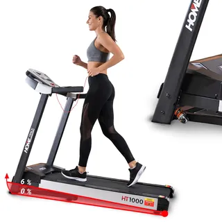 Miweba Sports elektrisches Laufband HT1000 | 3,5 PS | 16 Km/h | 6% Steigung | Traglast 120 kg | Klappbar | Fitnessgeräte | Treadmill | Laufpad | Gehband | Home Laufband | Fitnessgeräte für Zuhause