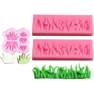 Xidmold 3 Stück Rasen Gras Wiese Weide Silikonform 3D Backform Silikon Fondant Kuchen Formen Silikonformen Seifenform Tortendeko Torten Rand Backformen Dekorieren Form Sugarcraft Moulds Randdeko