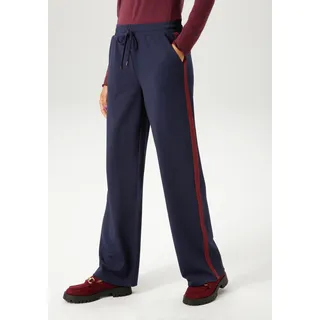 Schlupfhose ANISTON CASUAL, Damen, Gr. 44, N-Gr, bunt (marine, bordeaux), Jersey, Obermaterial: 95% Polyester, 5% Elasthan, unifarben mit Farbeinsatz, figurumspielend lang, Hosen Schlupfhose, mit trendigem Tape entlang der Seitennähte