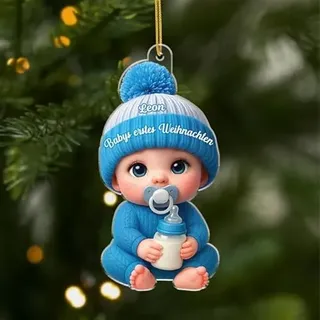 Geschenke Mall Personalisiertes Ornamente - Babys Erstes Weihnachten - Personalisierte weihnachtskugeln, Babys erste Bilder, Erstes Weihnachten Baby (Junge #3)
