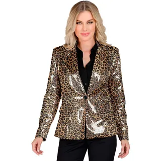 W WIDMANN MILANO Party Fashion - Party Fashion Blazer mit Pailletten für Damen, Disco Fever, Schlagermove, Jackett, Animal Print