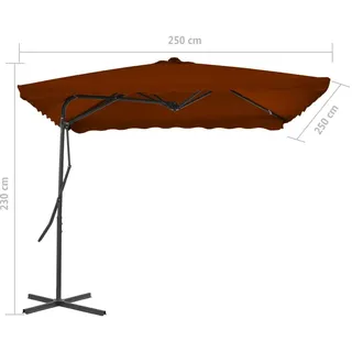vidaXL Ampelschirm mit Stahlmast 250 x 250 cm terrakotta