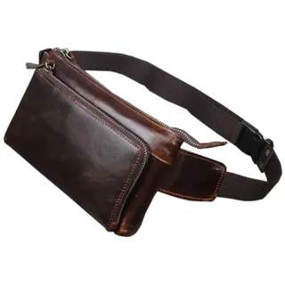 Leder Gürteltasche Taille Pack für Herren Frauen Reisen Wandern Laufen Hüfte Schlank Gürteltasche Geldbörse Brieftasche Umhängetasche Kaffee