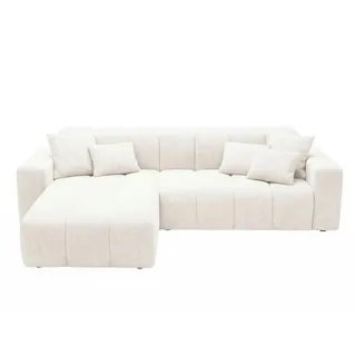 GRAINGOLD Eckcouch Polyester 3-Sitzer Weiß
