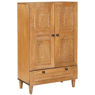 vidaXL Hochboard Hellbraun 60 x 33 x 100 cm massives Mangoholz, Funktionaler Hochschrank, moderner Stauraum, eleganter Mangoholzschrank, vielseitiger Sideboard für Esszimmer