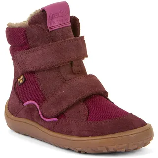 Barfußschuh FRODDO "BAREFOOT TEX WINTER", Mädchen, Gr. 30, lila (beerenfarben), Textil, Veloursleder, Basic, Schuhe Barfußschuh, Klettschuh, Winterstiefel mit TEX-Membrane