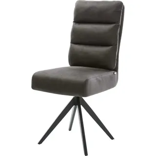 DeLife Esszimmerstuhl Pela-Flex Mikrofaser Anthrazit Vintage Kreuzgestell kantig Schwarz Taschenfederkern