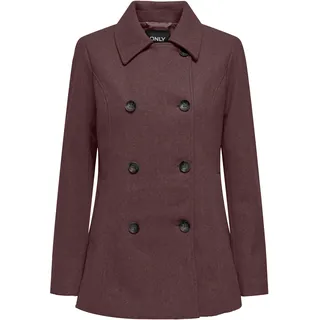 Kurzmantel ONLY "ONLBLAKE PEACOAT CC OTW", Damen, Gr. XS, braun (decadent chocolate detail:melange), Web, Obermaterial: 100% Polyester, meliert, hüftbedeckend, Mäntel Kurzmantel, Kunstfaser