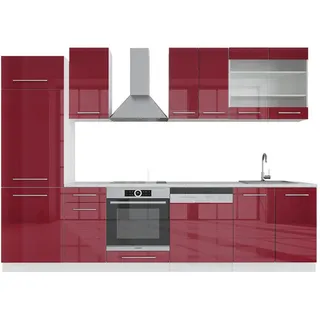 Vicco Küchenzeile Fame-Line 300 cm Bordeaux Hochglanz/Weiß