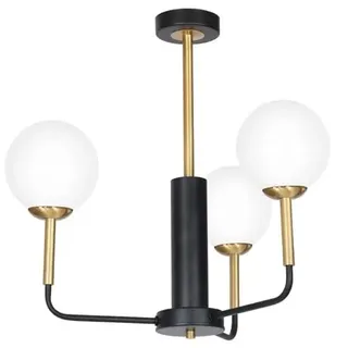 Homemania Kronleuchter, Metall Glas, Schwarz, Gold, Weiß