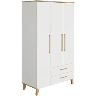 Paidi Kleiderschrank , Weiß, Eichefarben , Holz , Eiche , massiv , 6 Fächer , 2 Schubladen , 123.5x206x55.9 cm , Blauer Engel, Goldenes M , Schlafzimmer, Komplette Schlafzimmer und Serien, Schlafzimmerserien