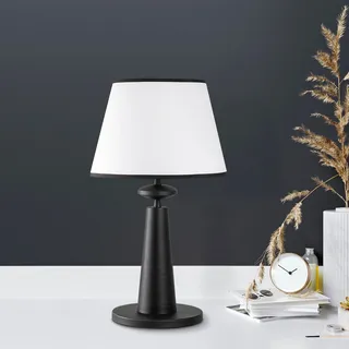 Opviq, Hochwertige Tischlampe, Metallkörper, Schwarz-Weiß, Ø 30 cm, Höhe 55 cm, E27 Fassung, max. 40 W, IP20, 200 cm Kabel mit Schalter | Elegantes Design für jeden Raum. - Schwarz