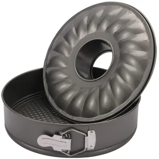 Zeripikfoasp Springform, 26 cm Kuchenform, Runde Backform Antihaftbeschichtet, Kuchenformen-Set mit 2 Böden, Kuchenorm mit Flach- und Rohrboden, Schnittfest, Auslaufsicher, für Kuchen und Torten
