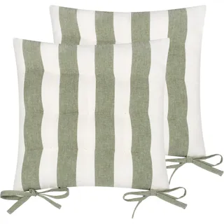 Yard Hayle gestreifte Sitzpolster aus Baumwolle – Moos – 40 x 40 cm