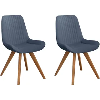 Home Affaire Schalenstuhl »Bratislava« (Set) 2 Stk.Gestell Eiche massiv geölt, Easy Care-Stoff blau