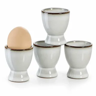 Bluweet Eierbecher 4er Stück Set Eierhalter Eierständer Porzellan aus Keramik cm für Jeden Frühstückstisch Hart und Weichgekochten Eiern Marmormuster Grau (4.1)