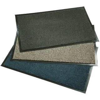 Axentia Fußmatte für die Haustür Innen und Außen, Plastik, Anthrazit/Beige/Blau, 60 x 90 x 0,7 cm