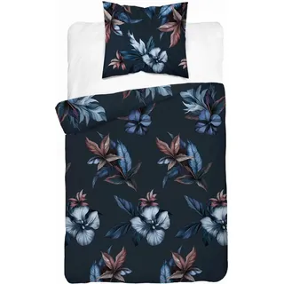 Bettwäsche, Satinbettwäsche, 100% Baumwolle 140x200 4769b Blumen - Blau