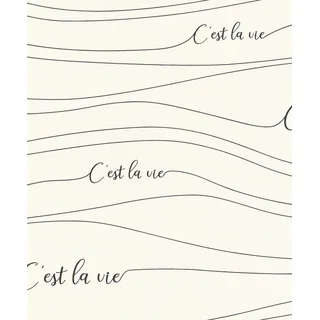 Rasch Tapete 464603 - Vliestapete in Weiß mit Schwarzer Aufschrift aus der freundin Home Collection