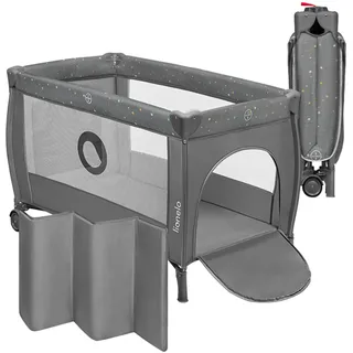lionelo Stefi Plus Reisebett bis 15 kg Babybett Kinderreisebett mit Matratze Seitlicher Eingang mit Reißverschluss Hochwertige Schaumstoffmatratze