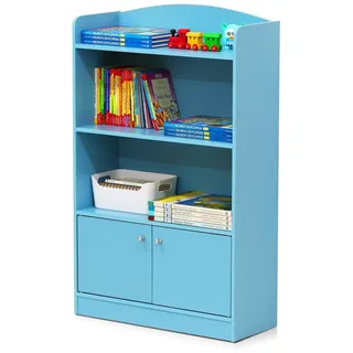 Furinno Magazin/Bücherregal mit Spielzeugschrank für Kinder, Hellblau, 24 x 24 x 97.99 cm