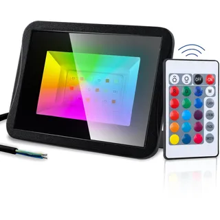 EINFEBEN RGB LED Fluter Außenleuchten 4er 20W RGB Flutlicht mit Fernbedienung, LED Strahler Aussen IP66 Wasserdicht Fluter, Bunt Dimmbar Aussenstrahler Smart Licht, 16 Farben 4 Modi Speicherfunktion fuer Halloween Weihnachten