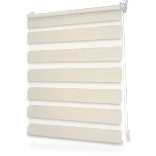 Lichtblick Duo Rollo ohne Bohren Blickdicht Natur 60 cm x 130 cm (B x L) | Duo Rollo, Rollos für Fenster ohne Bohren, Montage ohne Bohren, Mit Lichtfilter, Klemm-Montage, Sonnenschutz, Klemmbar
