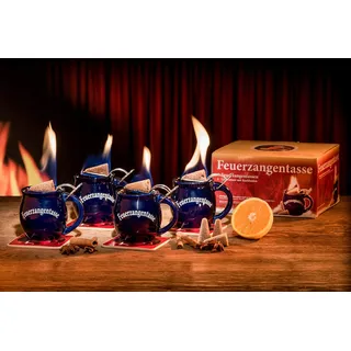Feuerzangentasse 4er-Set, Blau - für Feuerzangenbowle
