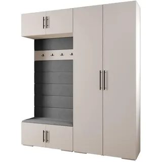 Abiks Möbel Garderoben-Set 236,7/200/47 , Metall , Nachbildung , 10 Fächer , 200x236.7x47 cm , Garderobe, Garderoben-Sets & Garderoben-Serien, Garderoben-Sets
