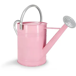 6,5 L Rosa Metall-Gießkanne für Außen- & Zimmerpflanzen, verzinkte Stahl-Gießkanne mit abnehmbarem Ausguss, beweglichem Tragegriff, rostbeständigem Gießtopf für Garten, Rasen und Blumen