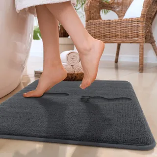 Paco Home Badematte »Corby 255, Memory-Schaum Effekt« Höhe 13 mm rutschhemmend beschichtet fußbodenheizungsgeeignet Badteppich, Uni Farben, grau