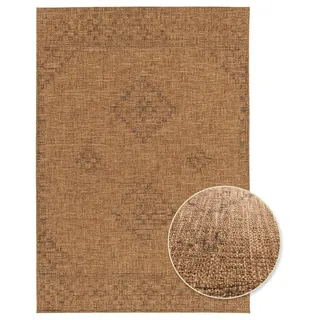 Primaflor In- & Outdoorteppich ROY - Antik - 160x230cm - Brauner Lounge-Teppich für Balkon & Terrasse - Flachgewebter Wohnteppich ideal als Terrassenteppich & Balkonteppich - Braun