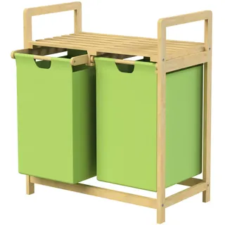 Ml-Design Wäschekorb Bambus Grün , Olivgrün , Holz , Rechteckig , 33x73x63 cm , Haushalt & Reinigung, Wäschepflege, Wäschekörbe & Wäschetonnen