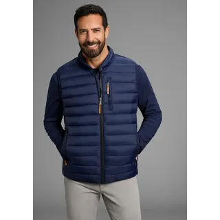 Steppweste MAN'S WORLD, Herren, Gr. 5XL (62), blau (marine), Web, Obermaterial: 100% Polyamid. Futter: 100% Polyester. Wattierung: 100% Polyester, kontrastfarbene Details, unifarben mit Farbeinsatz, bequem hüftlang, Westen Steppweste, mit Sehkragen, ideal für den Übergang