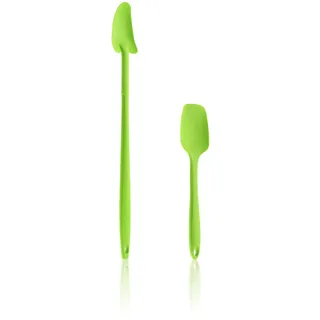 Kochblume Geizhals Set, Restelöffel, Flexlöffel S | Premium Premium-Silikon & BPA freimit Edelstahlkern | In der bunten Box (Limette, 2er Set)