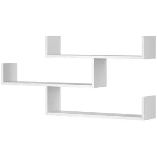 Feldmann-Wohnen Wandregal Trio weiß 119 / 18 / 55cm , Weiß , Holz , 3 Fächer , Rechteckig , 119x55x18 cm , Wohnzimmer, Regale, Wandregale
