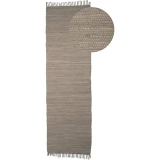 carpetfine Kelim Chindi uni Wendeteppich 60 x 180 cm Grau
