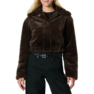 Amazon Essentials Damen (Demis Favorit) Oversize-Jacke Aus Kunstfell Mit Kragen, Dunkelbraun, M