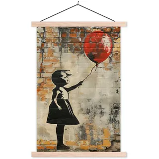 MuchoWow Poster Graffiti - Banksy - Mädchen - Straßenkunst 60x90 cm , Textil , Rechteckig , 60x90x0.15 cm , Bilder & Rahmen, Bilder, Sonstige Wandbilder