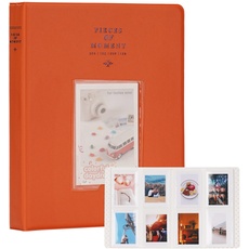 Mini-Fotoalbum mit 128 Fächern für Fuji Instax Mini 70 7s 8 8+ 9 11 25 50s 90, Polaroid Sofortbildkamera, Kodak Smile Printomatic Sofortbildkamera und Karten. (Orange)