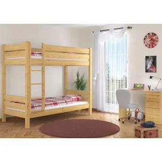Etagenbett Kiefer natur 80x190 Zubehör wählbar Stockbett Hochbett teilbar V-60.16-08-190T100ohne Zubehör - Naturbelassen