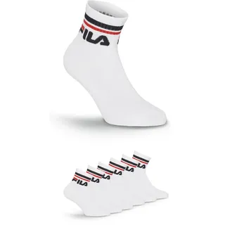 Kurzsocken FILA "UNISEX QUARTER PLAIN SOCKS", Damen, Gr. 43-46, weiß, Baumwollmischung, unifarben mit Farbeinsatz, normal, Socken Kurzsocken, mit Logo-Schriftzug