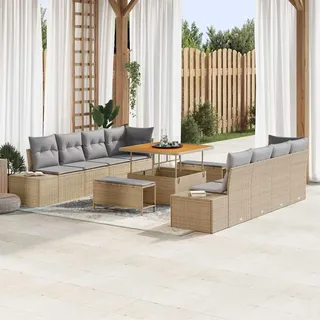 Design Gartenmöbel Set Balkonmöbel-Set Garten-Sofa-Set mit Kissen 11 pcs Beige Poly Rattan - Gartenmöbelgarnituren 2025 Neu8218278 4parcel - Beige